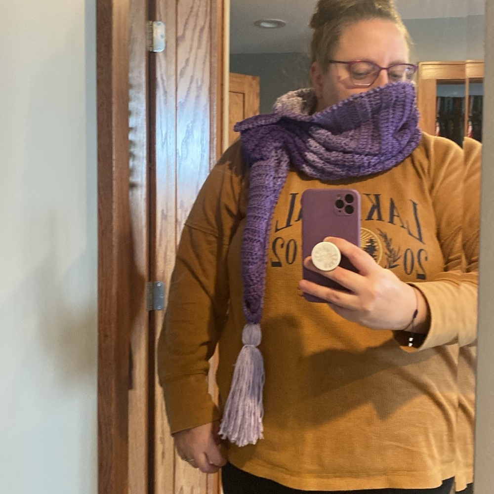 Homemade Purple Ombré Unique Knit Scarf - Picture 5 of 5